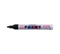 SAKURA Paint Marker Medium Black - Permanent Quick-Drying Marker for Multi-Surfaces - 2 mm Line - Durable Aluminium Barrel - Pigment Solvent-Based Ink - 142 mm Length