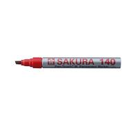 SAKURA Permanent Markers - Pen-Touch 140 Red Chisel Tip - Durable Industrial Use - Writes on Wood, Metal, Concrete, Glass - 4 mm Line Width, 142 mm Size - Quick Dry Solvent-Based Ink