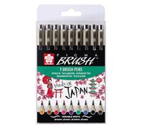 SAKURA Pigma Brush Set of 9 Colors | Waterproof, Permanent Ink | Brush Markers for Writing, Drawing & Journaling