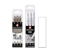 SAKURA Pigma Micron -005.01.03 Gelly Roll 3 pens Bright White Size 05/08/10 Made in Japan