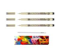 Sakura Pigma Micron 005 Black Set of 3 Pigment Pens with superfine tip and Stompe. Made in Japan