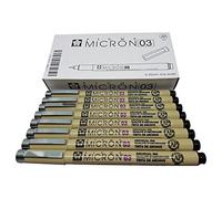 Sakura Pigma Micron pen 03 Black ink marker felt tip pen, Archival pigment ink pens for artist, zentangle, technical drawing pens - 8 pack of Micron 03 Black