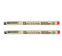 SAKURA PIGMA MICRON 05 FINELINER PEN, 0.45MM LINE WIDTH, PACK OF 2 (Red)