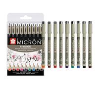 SAKURA Pigma Micron 05 Fineliner Set of 9 Colors | Waterproof Ink, Size 05 (0.45 mm) | Pens for Writing, Drawing & Journaling