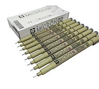 Sakura Pigma Micron drawing pens 02 Black ink, Line Width 0.3mm - 8 pack of Micron 02 black
