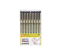 Sakura Pigma Micron drawing pens PN set, Archival ink 8 multi coloured fineliner drawing pen (Fine point, Size : PN - 8 pen)