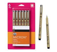 SAKURA Pigma Micron Fineliner Pen - Archival Black Ink for Writing and Drawing - Artists, Crafters & DIY Projects - 0.1mm Point - 6 Pack