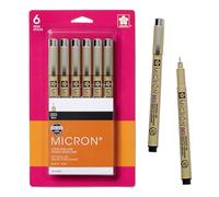 SAKURA Pigma Micron Fineliner Pens - Archival Black Ink Pens - Pens for Writing, Drawing, or Journaling - Black Ink - 003 Point Size - 6 Pack