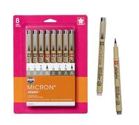 Sakura Pigma Micron Fineliner Pens - Archival Gray Ink Pens - Pens for Writing, Drawing, or Journaling - Assorted Point Sizes - 8 Pack