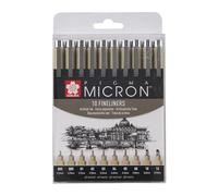 SAKURA Pigma Micron Fineliner Pens Set of 10 | Waterproof, Permanent Black Ink, Assorted Sizes | Pens for Writing, Drawing & Journaling