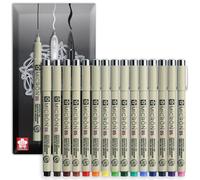 SAKURA Pigma Micron Fineliner Pigment Pen - 0.45mm Nib - Waterproof, Fade-Resistant & Permanent Ink - Envelope Gift Packaging - Set of 15 Colours