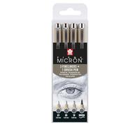 SAKURA Pigma Micron Fineliner Set - Cool Gray - 4 Sizes - 01, 05, 10, Brush - Professional Quality - Quick Dry, Waterproof, Bleed Proof
