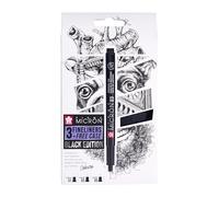 Sakura Pigma Micron Fineliners Set of 3 + Free Pen Case | Waterproof Black Ink, Assorted Sizes | Pens for Writing, Drawing & Journaling