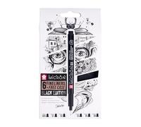 SAKURA Pigma Micron Fineliners Set of 6 + Free Pen Case | Waterproof Black Ink, Assorted Sizes | Pens for Writing, Drawing & Journaling