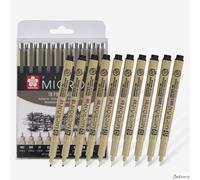 Sakura Pigma Micron Pen Set Archival Pigment Ink 10 Pack Black Drawing