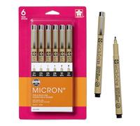 Sakura Pigma Micron Pen Set, Black, 6-Pens (01, 03, 05, 08, 10 & 12)