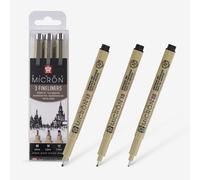 SAKURA : Pigma : Micron Pen : Wallet : Set of 3 : Black