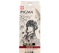 SAKURA Pigma Micron - Pigment Fineliner Pens - 005/01/05/08/GellyRoll 0.5mm/Fine Brush - Paper Case of 6 - Black Ink