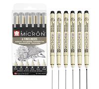 SAKURA Pigma Micron - Pigment Fineliner Pens - Black Ink - Wallet Sets (Fineliner x 6, Black)
