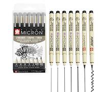 SAKURA Pigma Micron - Pigment Fineliner Pens - Black Ink - Wallet Sets (Mixed x 7, Black)