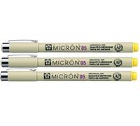 Sakura Pigma Micron - Pigment Fineliners - Pack of 3 - XSDK05-0.45mm - Yellow