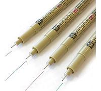 SAKURA Pigma Micron - Pigment Fineliners - Pack of 4 - XSDK005-0.2mm - Black, Blue, Red, and Green