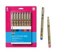 Sakura Pigma Micron Plastic Nib Pens - Archival Black and Colored Ink Pens - Writing, Drawing, or Journaling - 0.45 mm Plastic Nibs - 8 Pack
