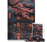 Sakura Rainy Evening Hard Jigsaw Puzzle for Adults 1000 Pieces Recall Boost Quiet Calm Smooth Cut Classic Gift (38x26cm)