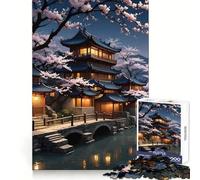 Sakura Rainy Evening Jigsaw Puzzles 1000 Pieces for Teenagers Logic Train Toy Leisure Fun Smooth Cut (38x52cm)
