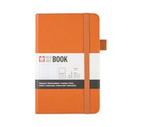Sakura Ruled Hard Cover Notebook Pocket Amber, 80 Sheets of FSC-Certified Paper, Elastic Closure and Expandable Pocket, 14 x 9 cm.
