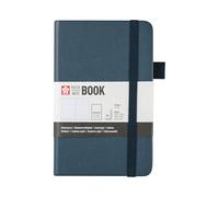 Sakura Ruled Hard Cover Notebook Pocket deep Indigo, 80 Sheets of FSC-Certified Paper, Elastic Closure and Expandable Pocket, 14 x 9 cm.