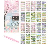Sakura Series Sticker Book with Tweezer, 10 Sheets Pre-Cut PET & 10 Washi Stickers for Scrapbooking Junk Journal Bullet Vintage Ephemera Decorative Supplies Japanese Vintage Manga Style Stickers (AA)