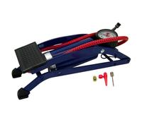 Sakura Single Cylinder Foot Pump PG270 - 52cm Hose, Thumb Lock Connector, Pressure Gauge, 3 Valve Adaptors