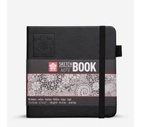 Sakura Sketchbook Black | 12 x 12 cm, 140 g, 80 Sheets | Hardcover Sketchbook for Pencil, Pastel, Ink, Gouache