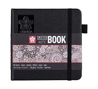 Sakura Sketchbook Black | 12 x 12 cm, 140 g, 80 Sheets | Hardcover Sketchbook for Pencil, Pastel, Ink, Gouache