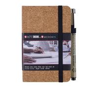 SAKURA Sketch Notebook 9x14cm with 80 Acid-Free Cream White Sheets 140gsm, Includes Pigma Micron Pen Holder, Hardcover Design, Elastic Closure for Travel