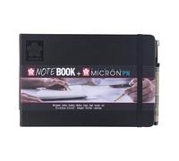 SAKURA Sketchbook A5 21x14.8cm Hardcover with Pen Holder & Pigma Micron, 140g/m2 Acid-Free Paper, Elastic Closure, 80 Cream White Sheets