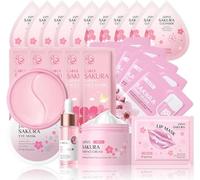 Sakura Skin Care Sets & Kits, Skin Care For Teenage Girls, Skin Care Set For Pamper Teenage Girls Gifts,Facial Kit,Skincare Set,Cleanser,Toner,Serum,Cream,Mud Mask,Eye Mask,Lip Mask,Sleep Mask(24PCS)