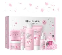 Sakura Skincare Set for Teenage Girls - Japanese Facial Care Gift Kit with Cleanser, Toner, Serum, Eye & Face Cream - Complete 8PC Pamper Set for Women & Teens - All Skin Types (Gift Box)