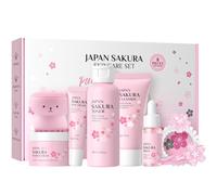 Sakura Skincare Set, Pamper Set, Luxury Skin Care Gift Set for Women, Hydrating Facial Routine with Cleanser, Toner, Serum, Eye Cream, Face Cream, Ideal Birthday & Christmas Gift