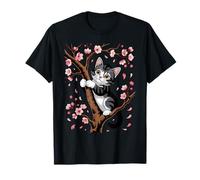 Sakura Spring Japanese Cat Floral Flowers Cherry Blossom T-Shirt