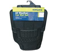 Sakura All-Weather Rubber Car Mats SS3601 - Set of 4, Anti-Slip Backing, Universal Fit, Embossed Trim-To-Fit Lines