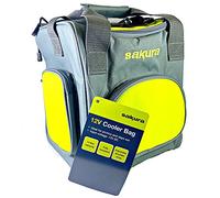 Sakura SS5276 12V Cooler Bag, Capacity Water-Resistant Fully Insulated, Perfect for Picnics Sporting Events Family Days Out BBQ Long Journeys, Grey/Lime green, 14 litres