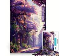 Sakura Street Spring Anime Hard Jigsaw Puzzle for Adults 1000 Pieces Recall Boost Quiet Calm Smooth Cut Classic Gift (38x52cm)
