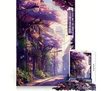 Sakura Street Spring Anime Jigsaw Puzzle for Teenagers 1000 Pieces Recall Upgrade Soothing Fun Clear Cut Wall Art Decor (50x75cm)