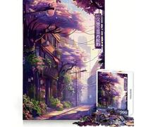 Sakura Street Spring Anime Jigsaw Puzzles for Teenagers 1000 Piece Mind Challenge Toy Relaxing Fun Precise Cut Festive Gift (38x26cm)
