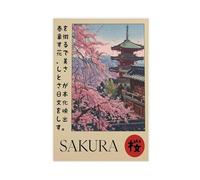 Sakura Temple Print_ Japanese Pagoda, Cherry Blossom Wall Art Canvas Poster Wall Art Decor Print Picture Paintings Decoration 12x18inch(30x45cm)