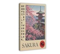 Sakura Temple Print_ Japanese Pagoda, Cherry Blossom Wall Art Canvas Poster Wall Art Decor Print Picture Paintings Decoration 08x12inch(20x30cm)