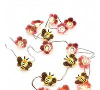 Sakura Transparent Bee Fairy Lights 2M 20 LED Battery Operated Flower String Lights with Flexible Copper Wire Warm White Fairy Lights for Indoor Outdoor Decor Garden Wedding Patio Party Girls Room Bir