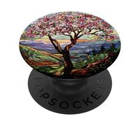 Sakura Tree Bloom Round Landscape Art Design PopSockets Adhesive PopGrip